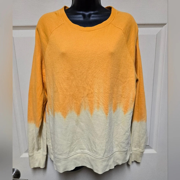 Athleta Womens Sundown Dip Dye Sweatshirt Abyssinian Yellow Sz Med - Picture 1 of 11